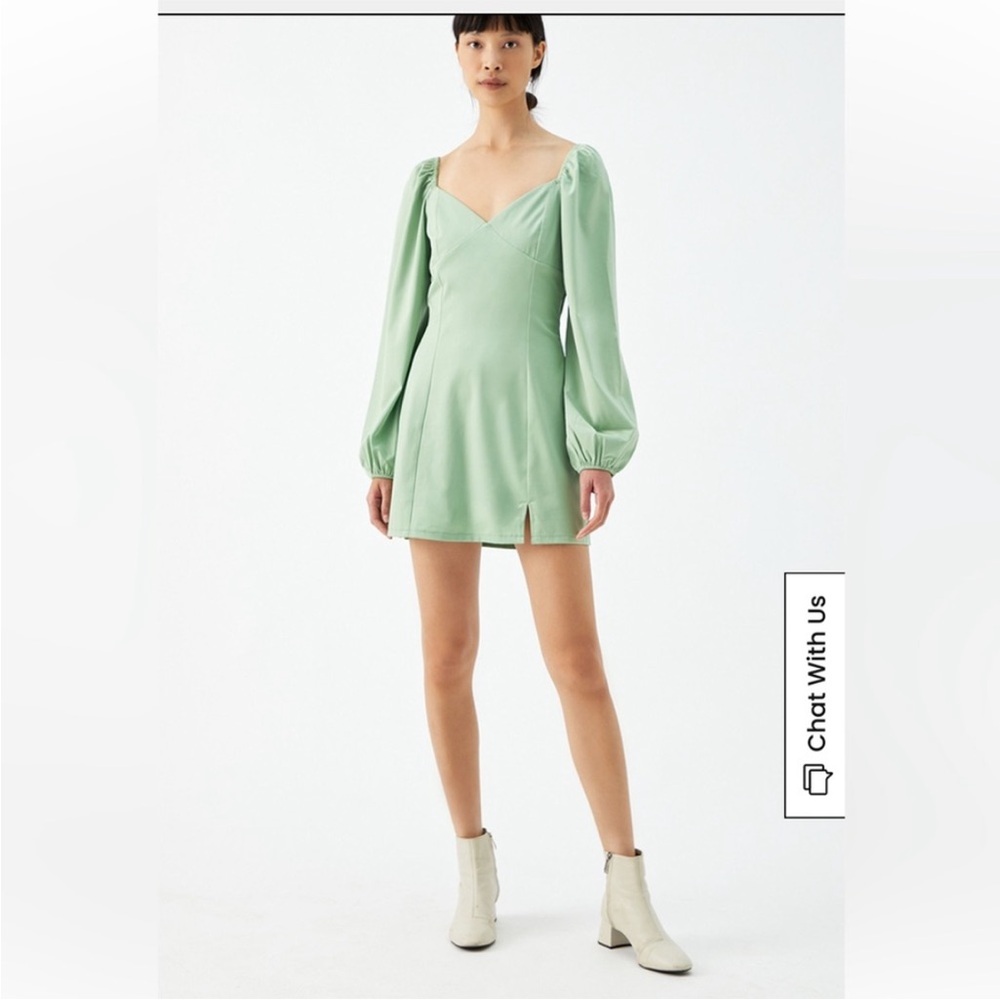 Kendall & Kylie Sage Green Bustier Slit Satin Mini Dress -Size XS